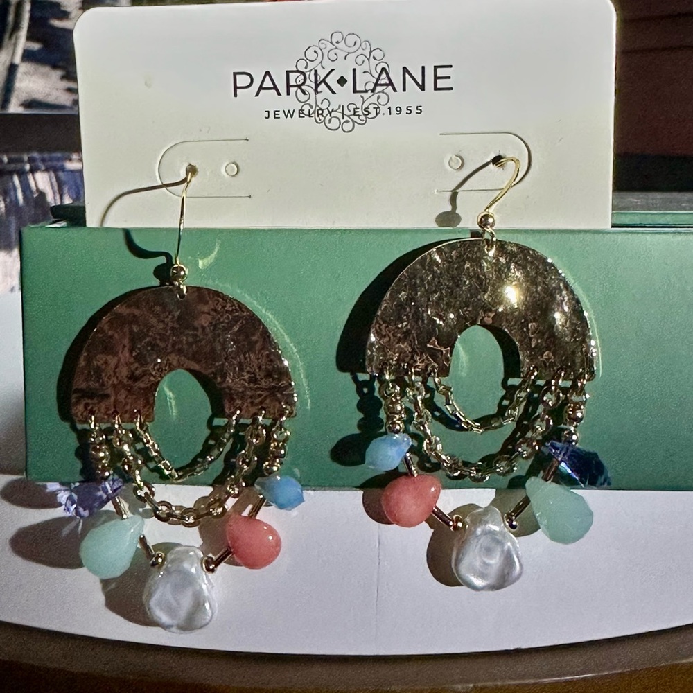 Park Lane Gold and Pastel Dangle Earrings